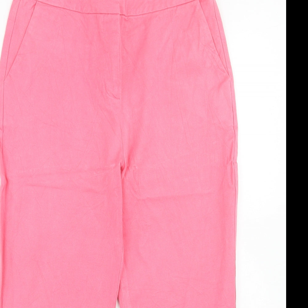 John Lewis Womens Pink Viscose Chino Trousers Size 10 Regular Hook & Eye
