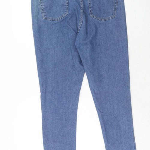 Boohoo Womens Blue Cotton Skinny Jeans Size 16 Regular Zip