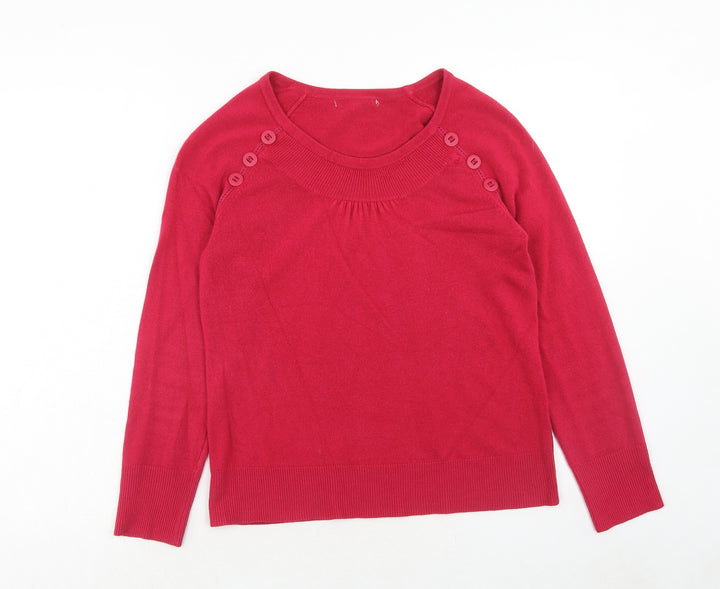 Per Una Womens Pink Round Neck Acrylic Pullover Jumper Size 14