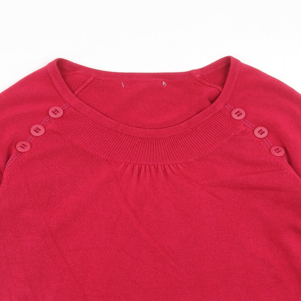Per Una Womens Pink Round Neck Acrylic Pullover Jumper Size 14