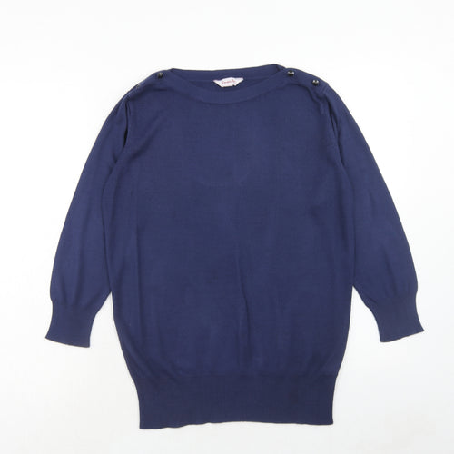Simply Be Womens Blue Round Neck Acrylic Pullover Jumper Size 12