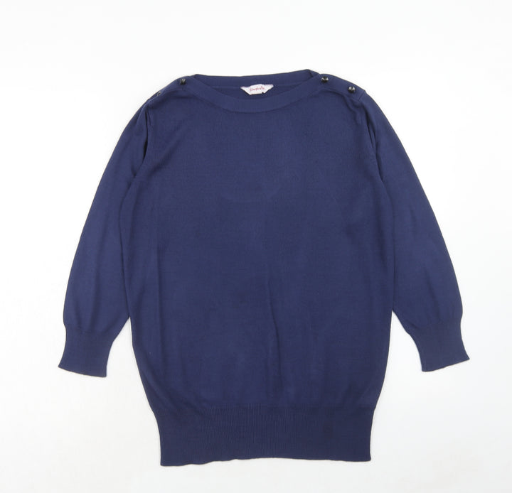 Simply Be Womens Blue Round Neck Acrylic Pullover Jumper Size 12
