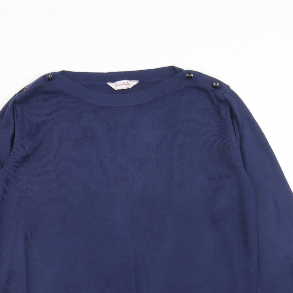 Simply Be Womens Blue Round Neck Acrylic Pullover Jumper Size 12