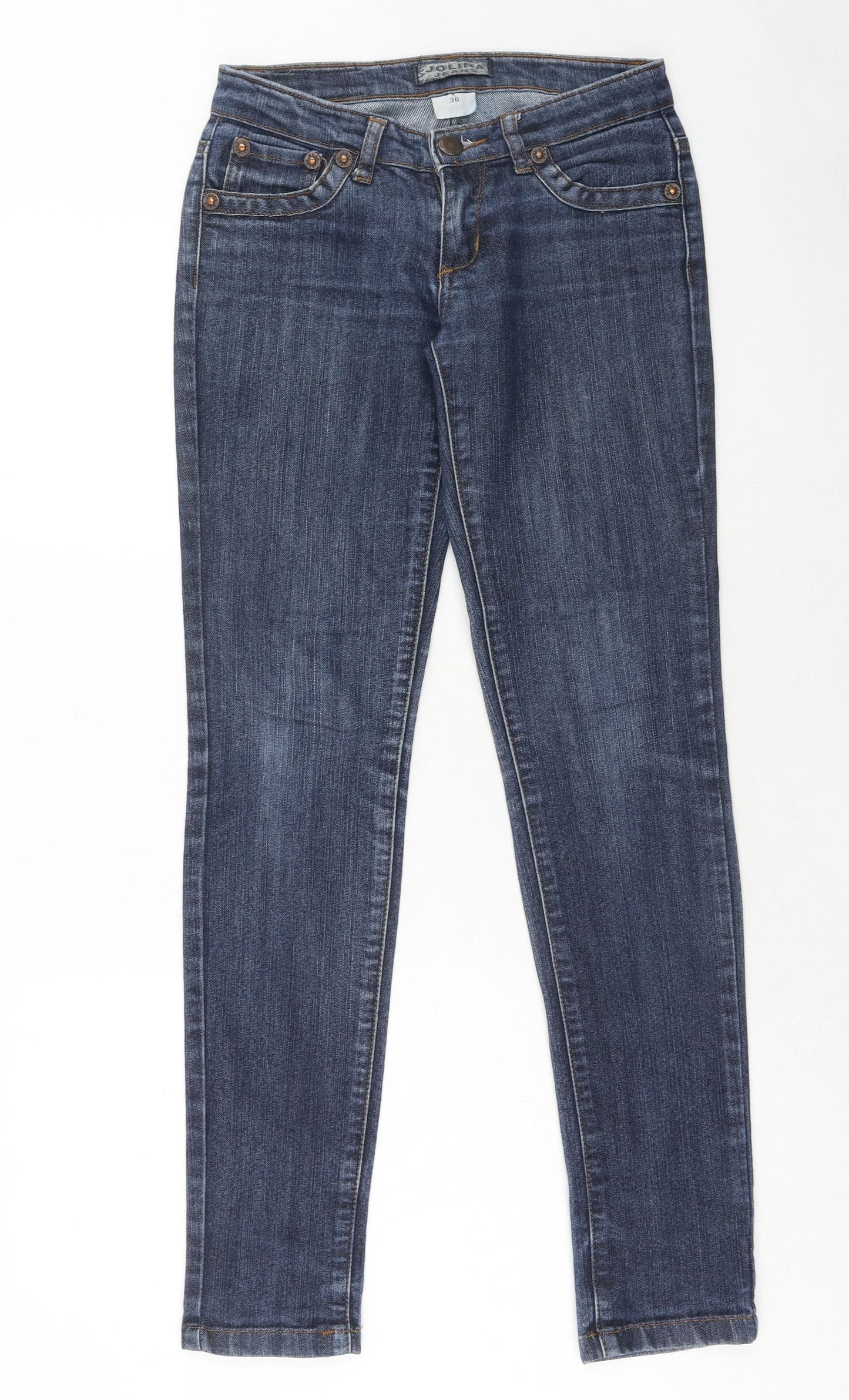 Jolina Jeans Womens Blue Cotton Skinny Jeans Size 8 Regular Zip