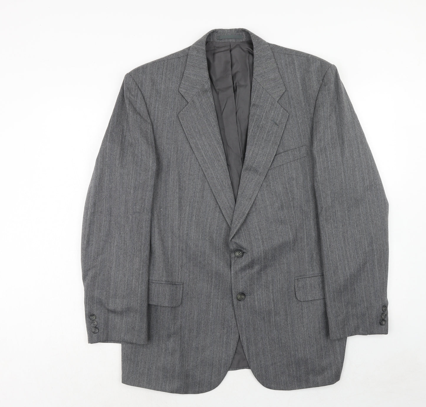 Marks and Spencer Mens Grey Striped Polyester Jacket Suit Jacket Size 42 Regular
