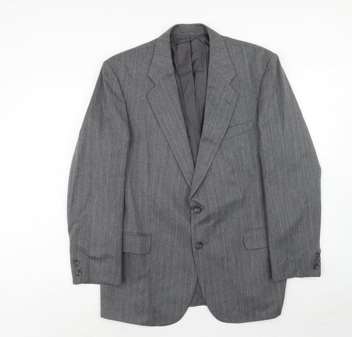 Marks and Spencer Mens Grey Striped Polyester Jacket Suit Jacket Size 42 Regular