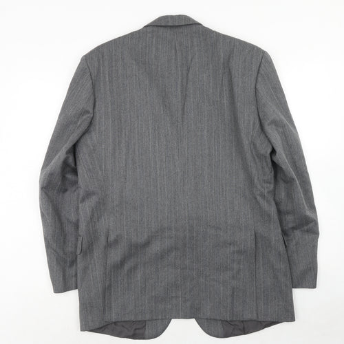 Marks and Spencer Mens Grey Striped Polyester Jacket Suit Jacket Size 42 Regular