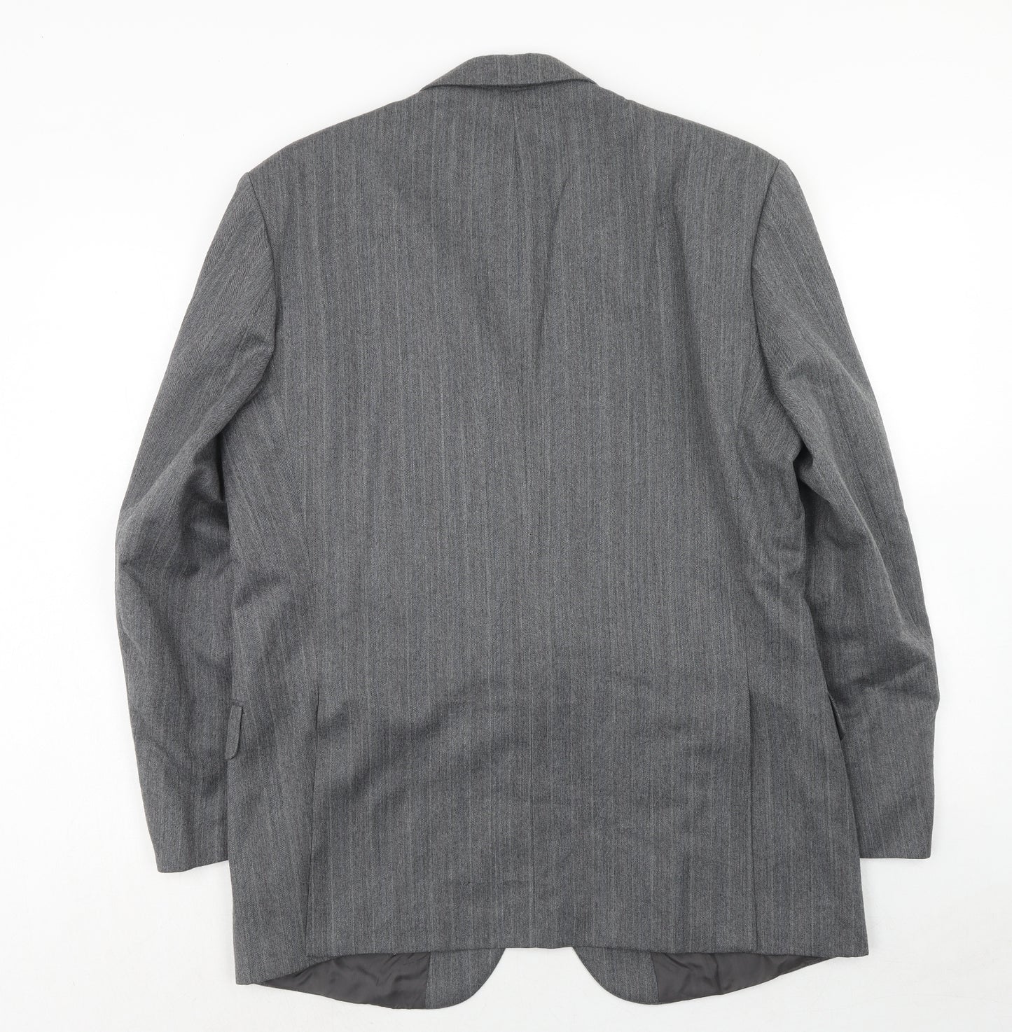 Marks and Spencer Mens Grey Striped Polyester Jacket Suit Jacket Size 42 Regular