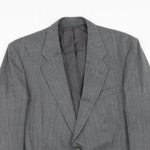 Marks and Spencer Mens Grey Striped Polyester Jacket Suit Jacket Size 42 Regular