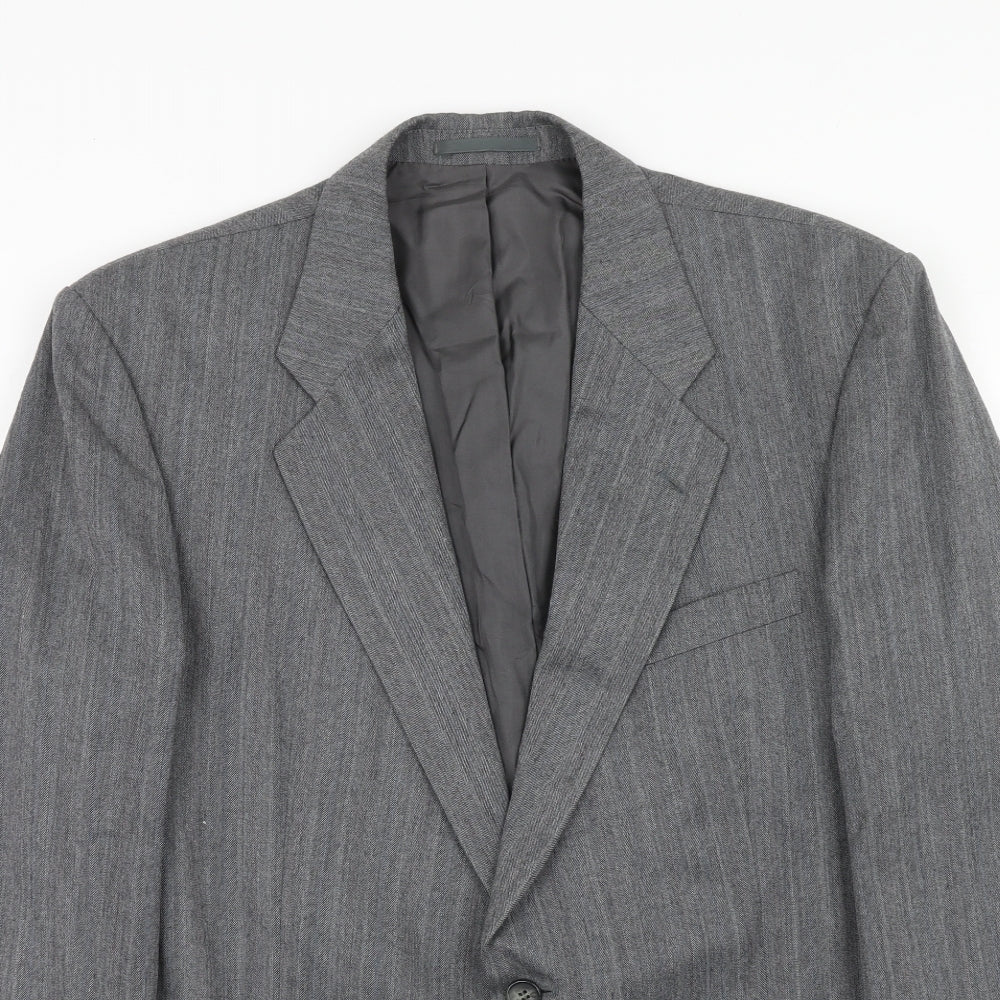 Marks and Spencer Mens Grey Striped Polyester Jacket Suit Jacket Size 42 Regular