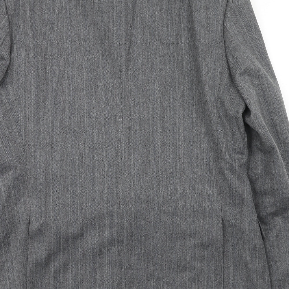 Marks and Spencer Mens Grey Striped Polyester Jacket Suit Jacket Size 42 Regular