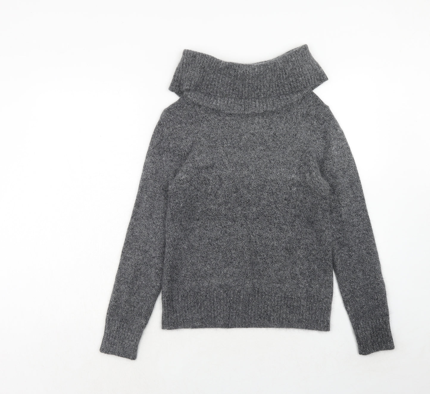BHS Womens Grey Roll Neck Nylon Pullover Jumper Size 12