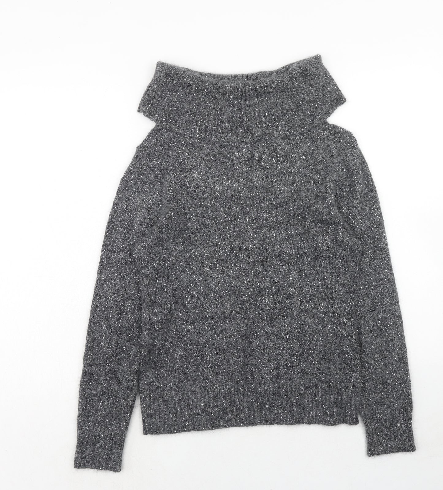 BHS Womens Grey Roll Neck Nylon Pullover Jumper Size 12