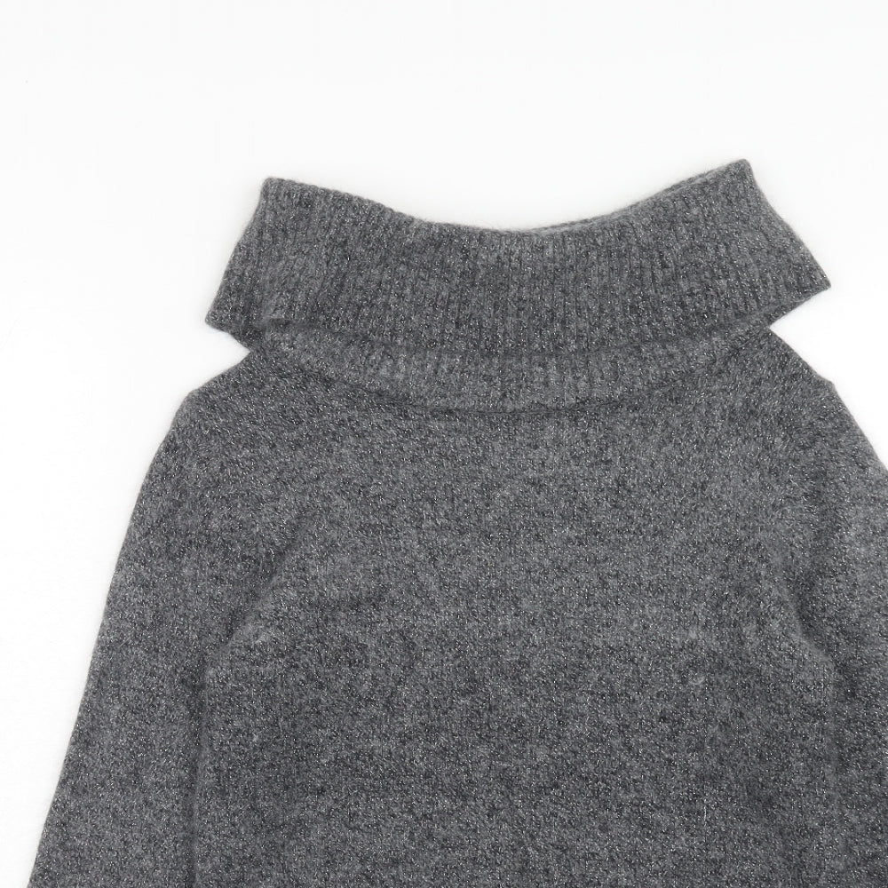 BHS Womens Grey Roll Neck Nylon Pullover Jumper Size 12