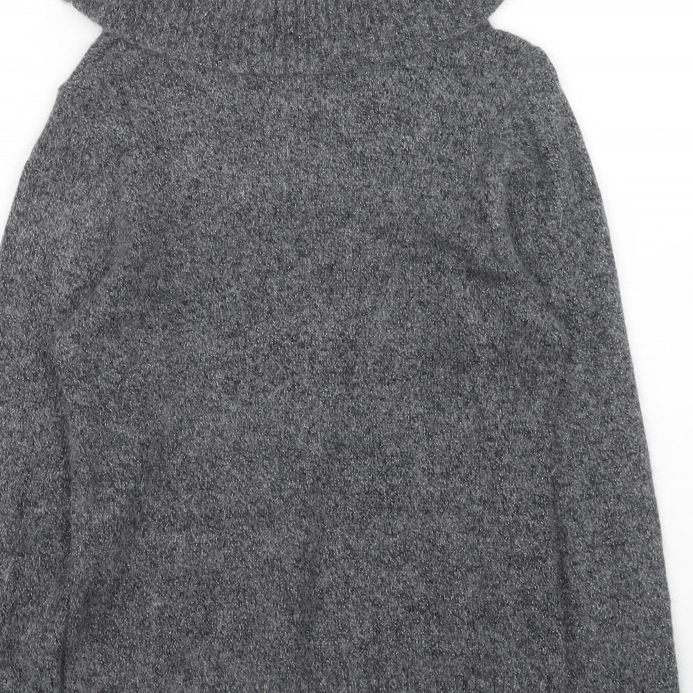 BHS Womens Grey Roll Neck Nylon Pullover Jumper Size 12