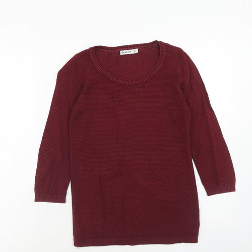 Stradivarius Womens Red Scoop Neck Acrylic Pullover Jumper Size S