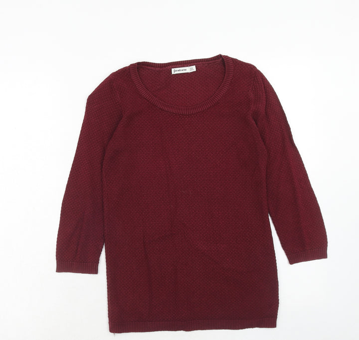 Stradivarius Womens Red Scoop Neck Acrylic Pullover Jumper Size S