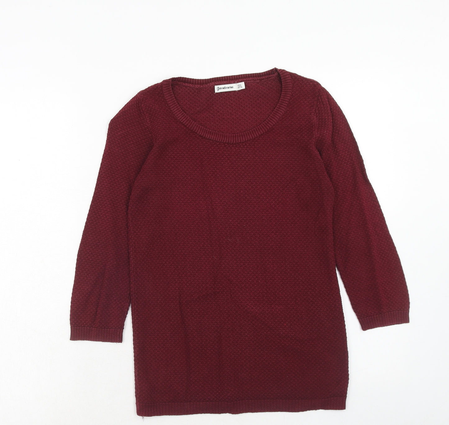 Stradivarius Womens Red Scoop Neck Acrylic Pullover Jumper Size S