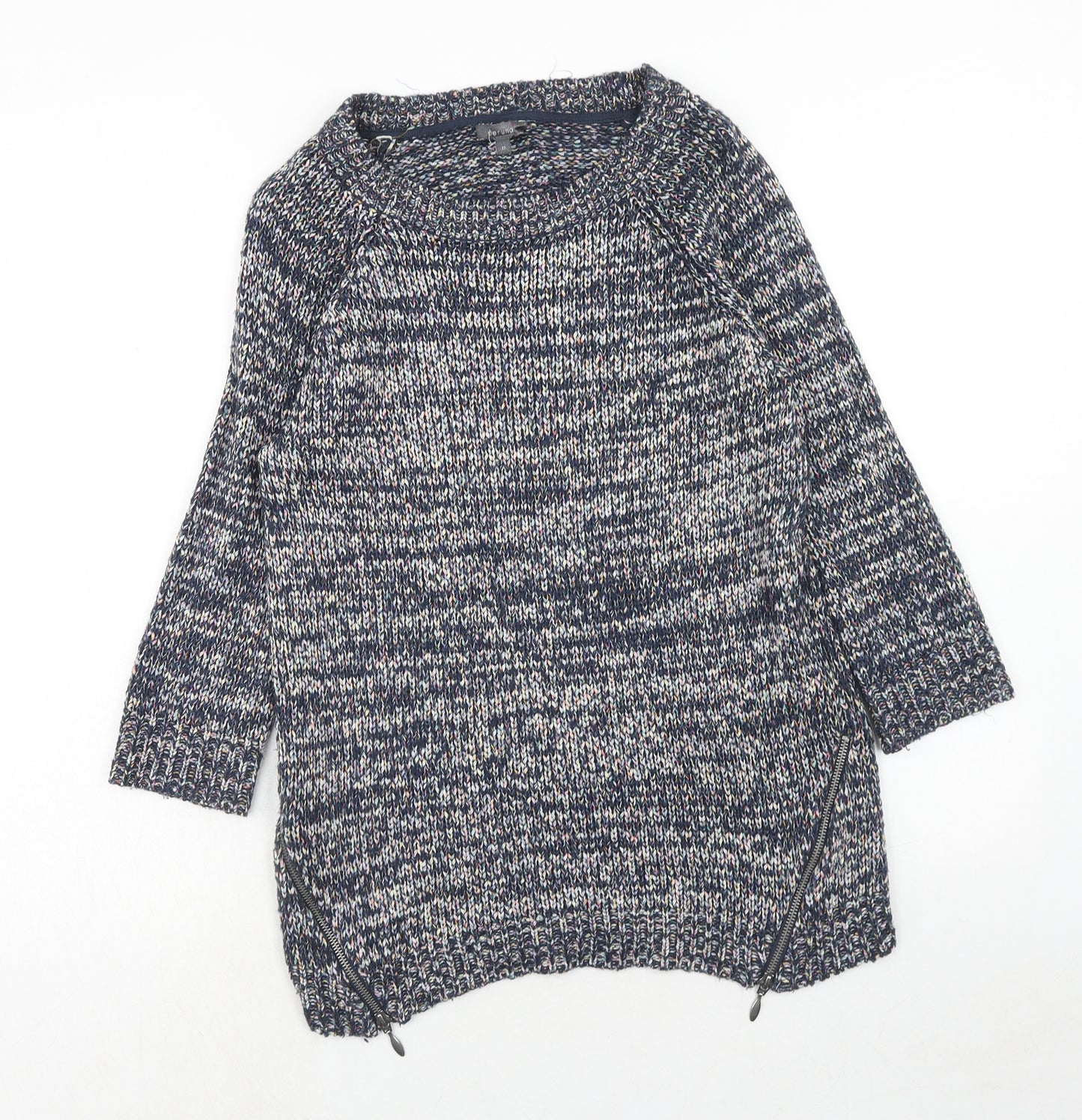 Marks and Spencer Womens Blue Scoop Neck Cotton Pullover Jumper Size 12