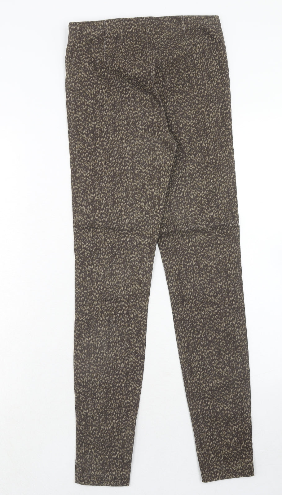 H&M Womens Brown Animal Print Cotton Trousers Size 6 Regular Zip