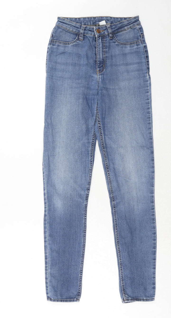 H&M Womens Blue Cotton Skinny Jeans Size 6 Regular Zip