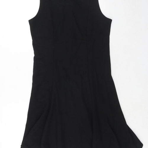 Gap Womens Black Herringbone Viscose Trapeze & Swing Size 8 Round Neck Zip