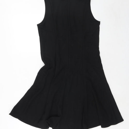 Gap Womens Black Herringbone Viscose Trapeze & Swing Size 8 Round Neck Zip
