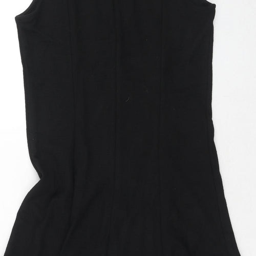 Gap Womens Black Herringbone Viscose Trapeze & Swing Size 8 Round Neck Zip