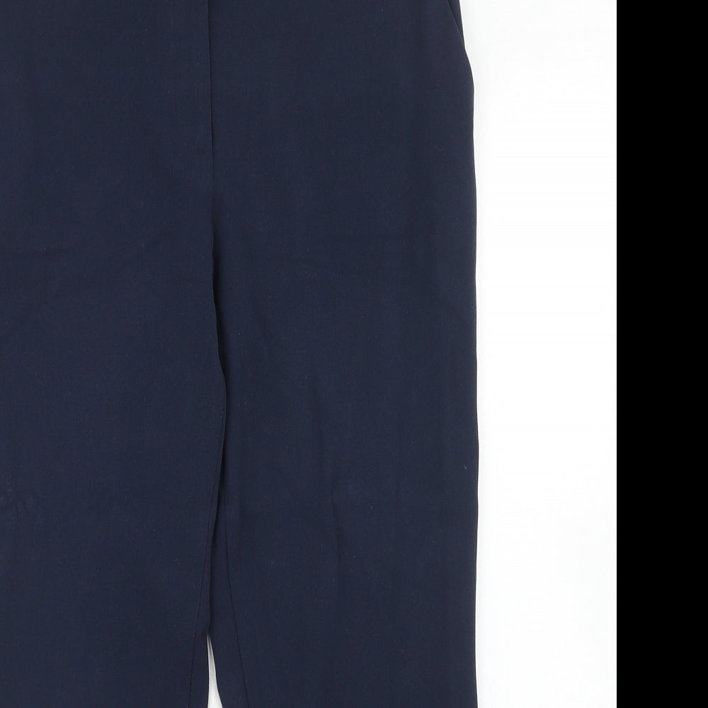 Marks and Spencer Womens Blue Polyester Chino Trousers Size 12 Regular Hook & Eye