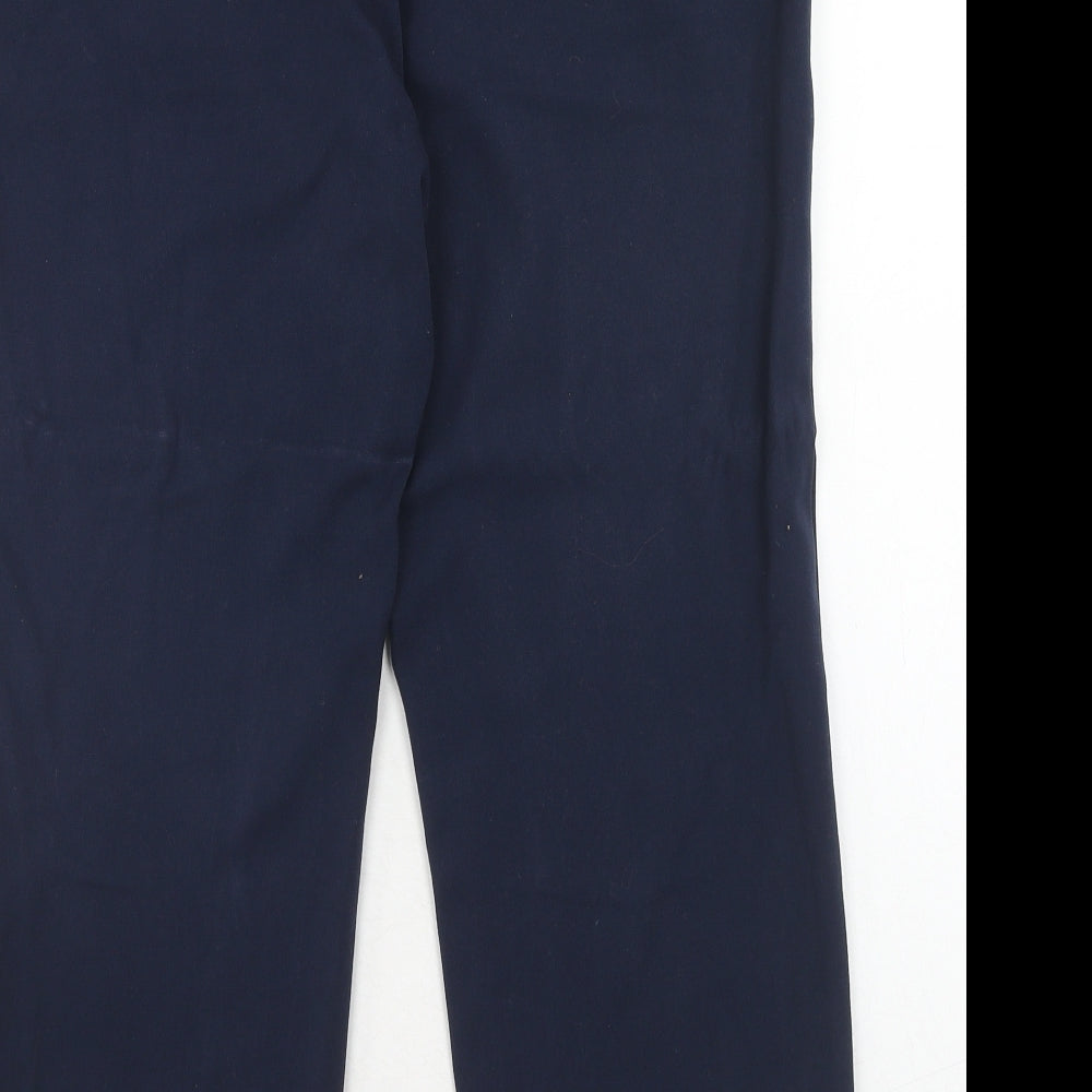 Marks and Spencer Womens Blue Polyester Chino Trousers Size 12 Regular Hook & Eye