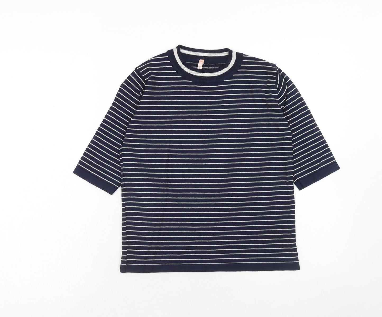 Sweewe Womens Blue Round Neck Striped Viscose Pullover Jumper Size S