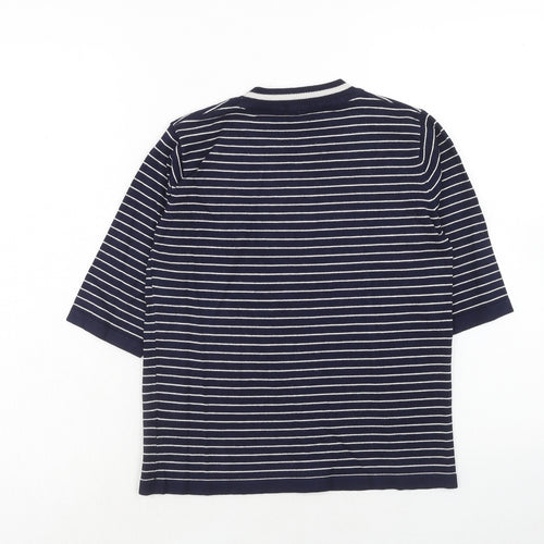 Sweewe Womens Blue Round Neck Striped Viscose Pullover Jumper Size S
