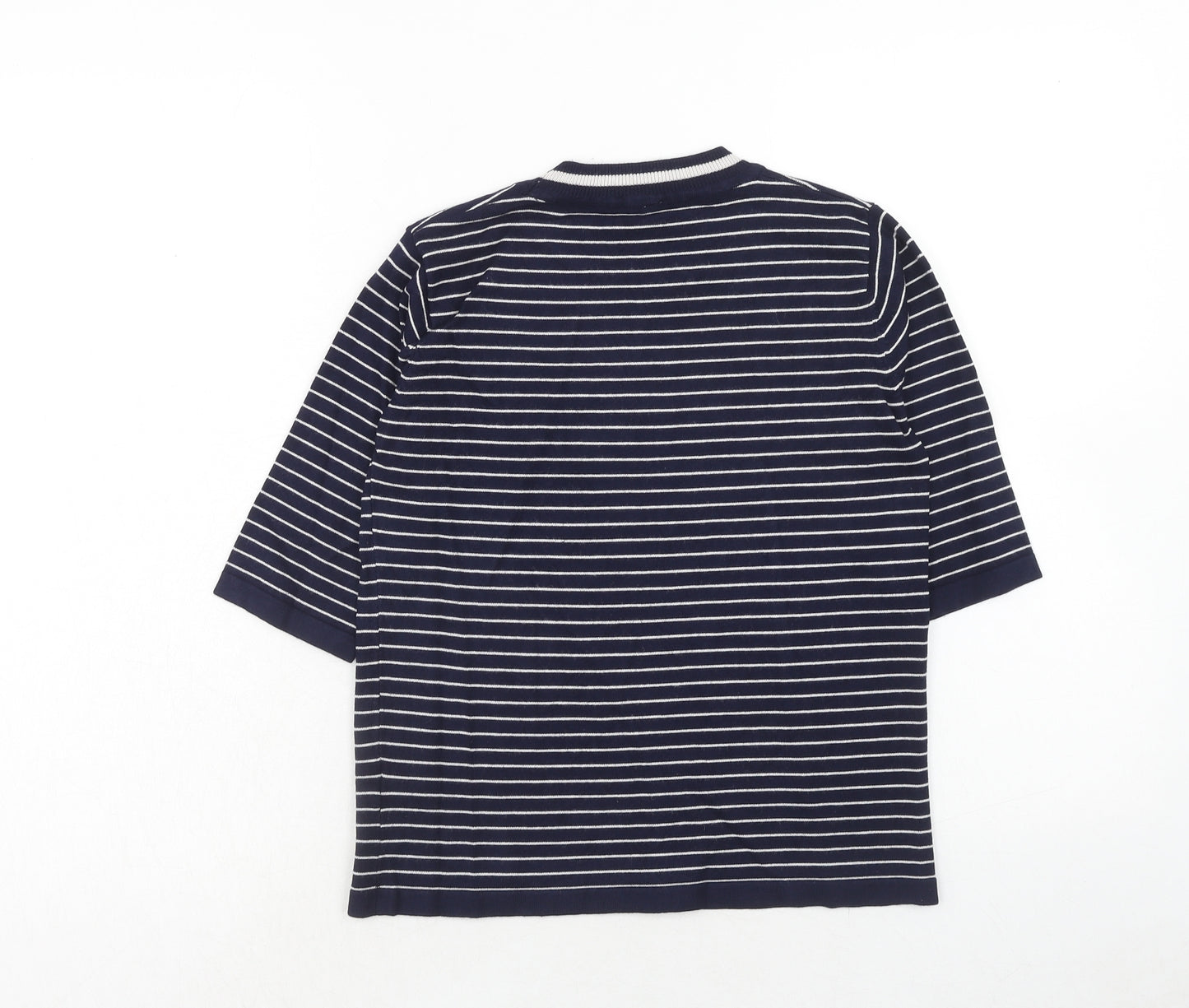 Sweewe Womens Blue Round Neck Striped Viscose Pullover Jumper Size S
