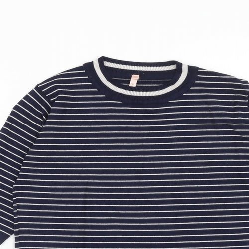 Sweewe Womens Blue Round Neck Striped Viscose Pullover Jumper Size S