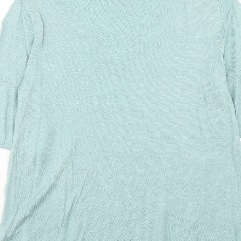 Marks and Spencer Womens Blue Boat Neck Acrylic Pullover Jumper Size 16