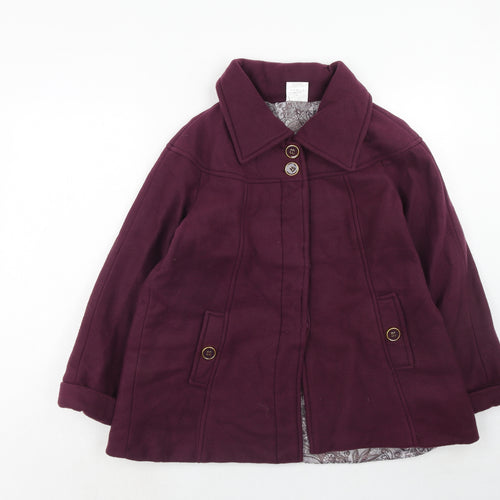 Anne De Lancay Womens Purple Jacket Size 14 Button