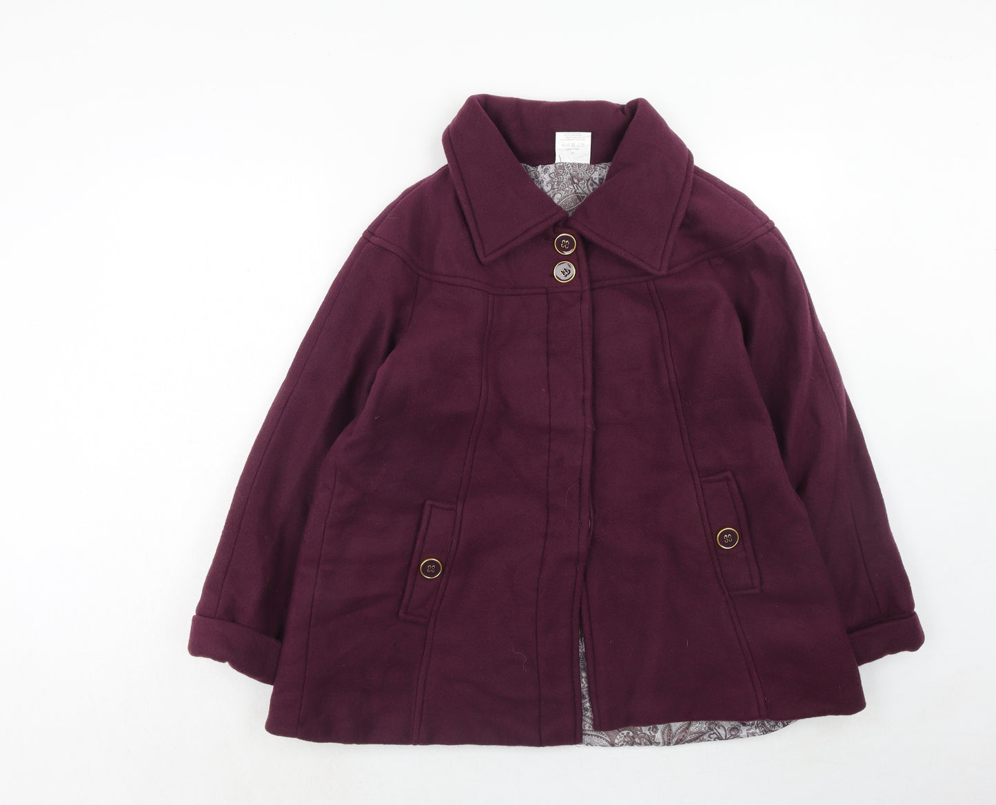 Anne De Lancay Womens Purple Jacket Size 14 Button