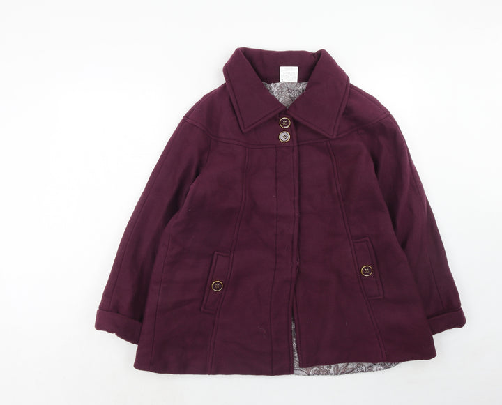 Anne De Lancay Womens Purple Jacket Size 14 Button