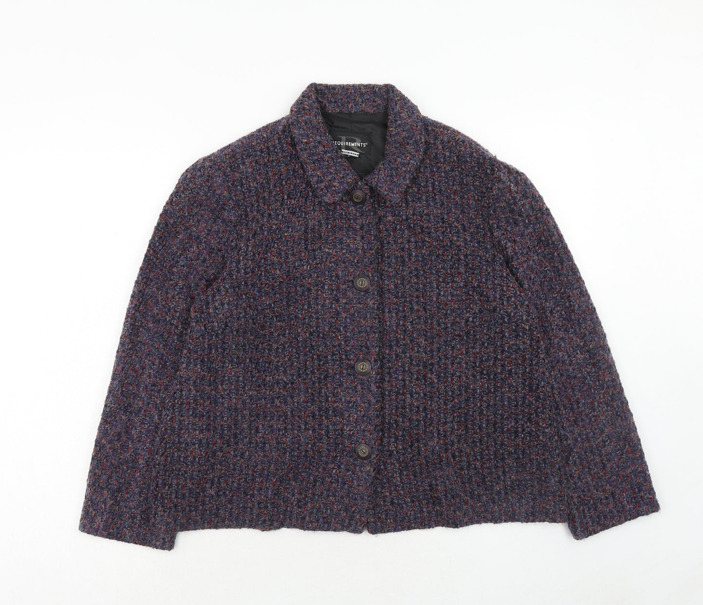 Requirements Womens Purple Geometric Jacket Size L Button