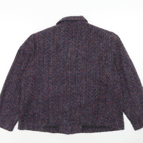 Requirements Womens Purple Geometric Jacket Size L Button