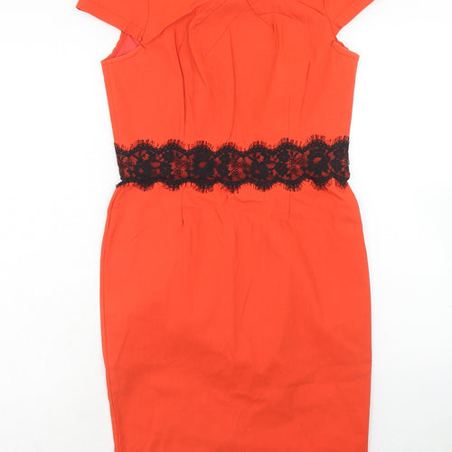 Paper Doll Productions Womens Orange Viscose A-Line Size 12 Boat Neck Zip