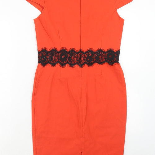 Paper Doll Productions Womens Orange Viscose A-Line Size 12 Boat Neck Zip