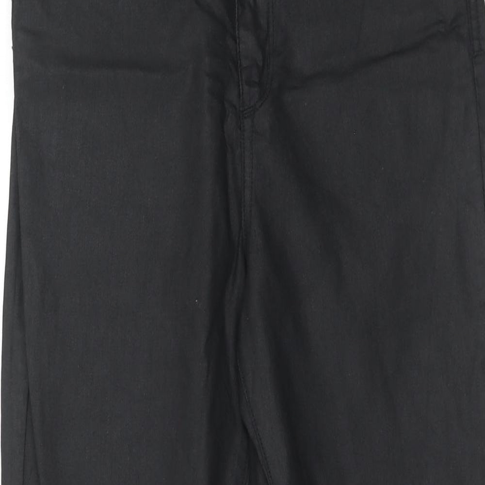 H&M Womens Black Cotton Trousers Size 30 in Regular Zip - Coated