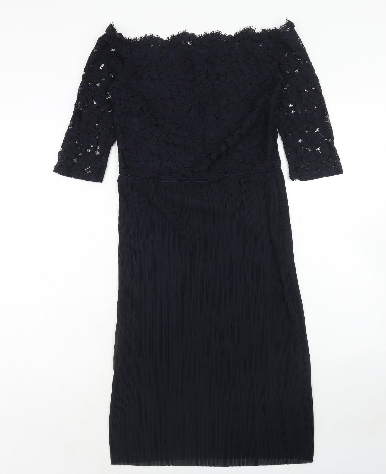 NEXT Womens Blue Viscose A-Line Size 12 Off the Shoulder Zip