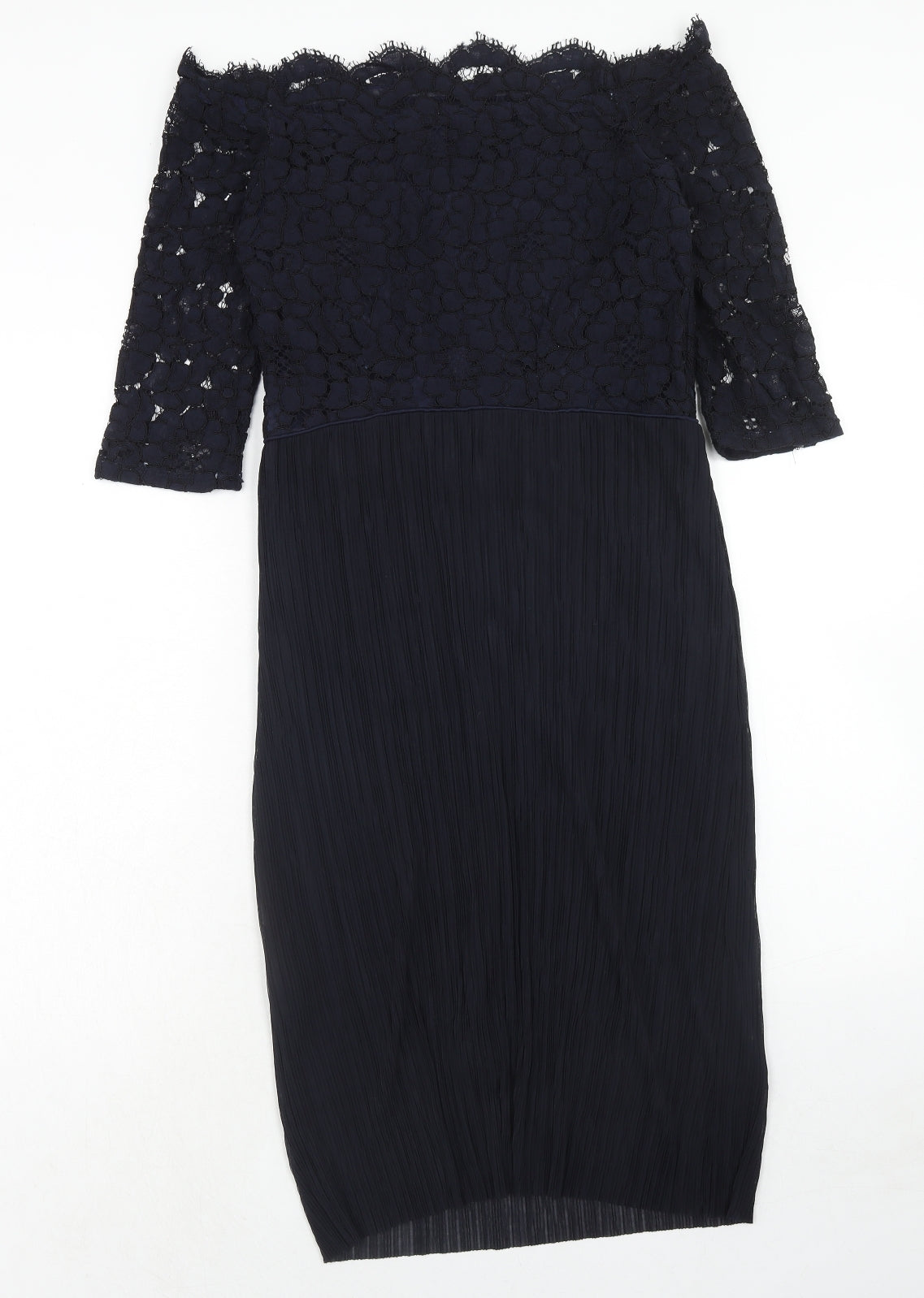 NEXT Womens Blue Viscose A-Line Size 12 Off the Shoulder Zip