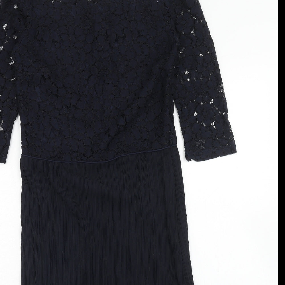 NEXT Womens Blue Viscose A-Line Size 12 Off the Shoulder Zip