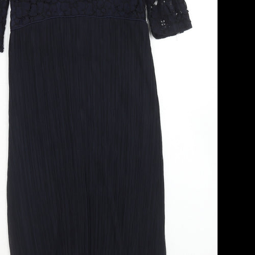 NEXT Womens Blue Viscose A-Line Size 12 Off the Shoulder Zip