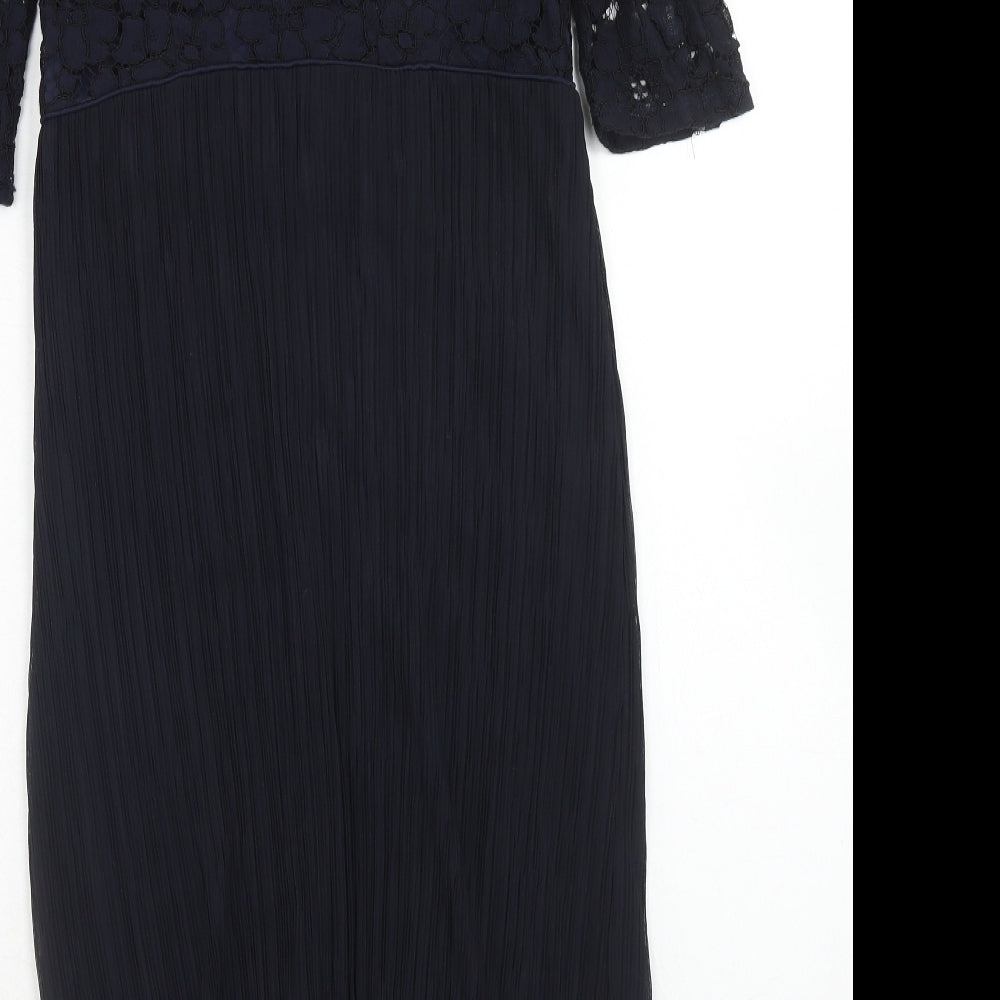 NEXT Womens Blue Viscose A-Line Size 12 Off the Shoulder Zip