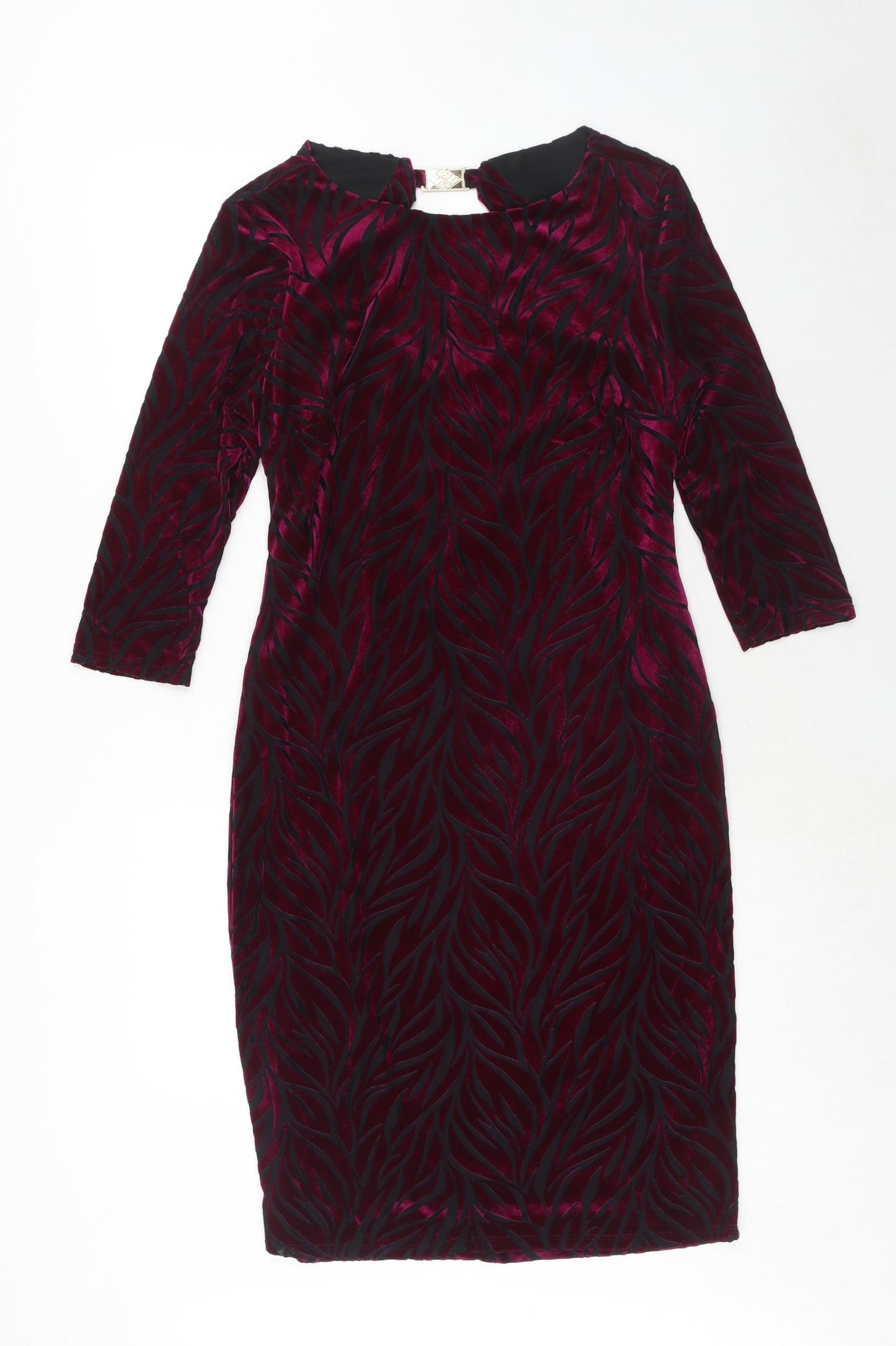 Kaleidoscope Womens Purple Geometric Nylon A-Line Size 12 Round Neck Pullover