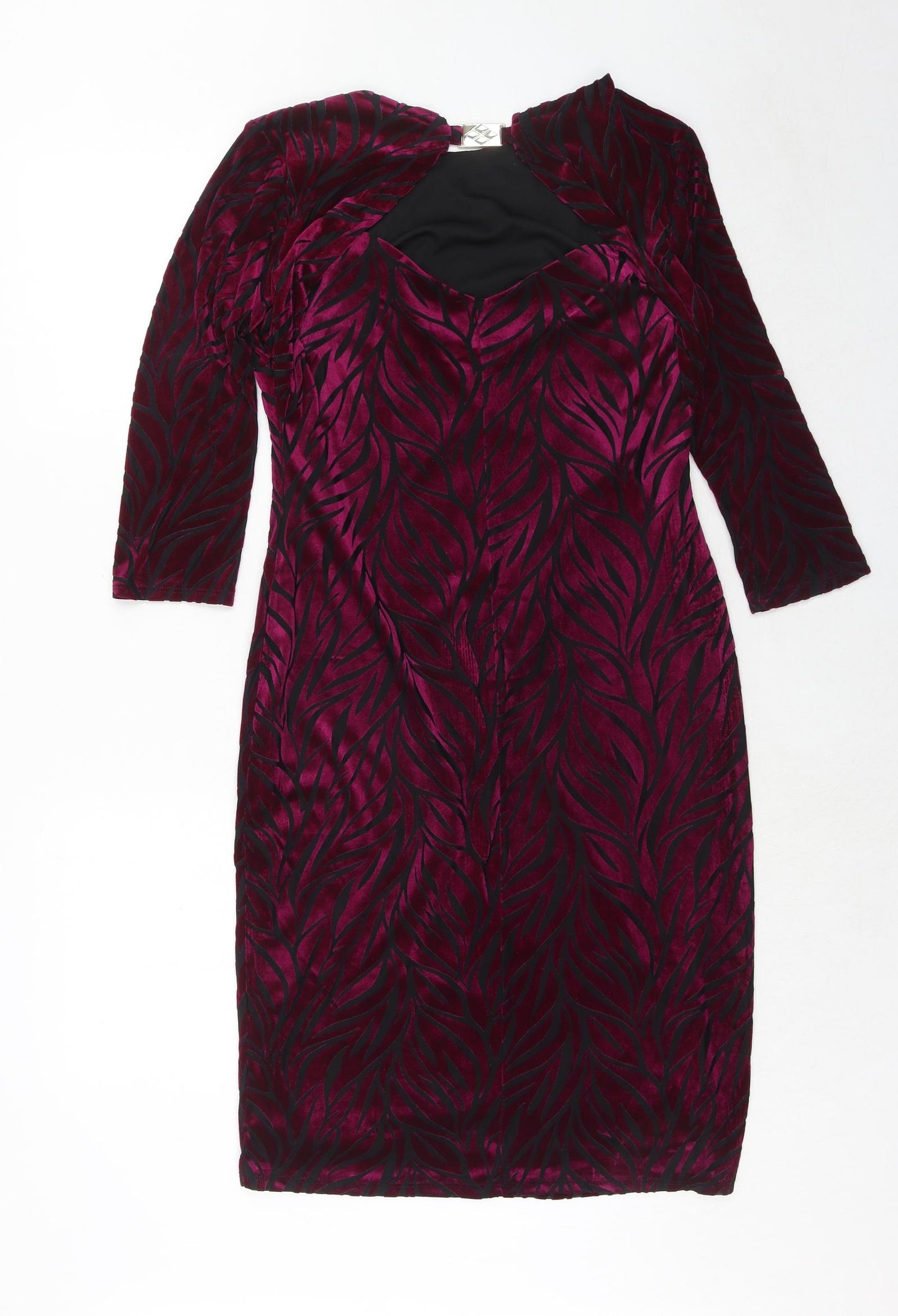 Kaleidoscope Womens Purple Geometric Nylon A-Line Size 12 Round Neck Pullover